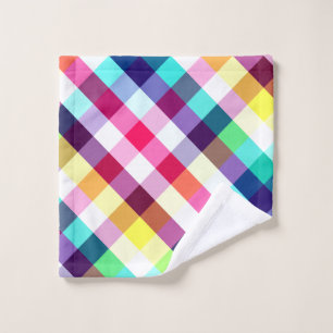 Funky Rainbow Plaid Pattern Washcloth