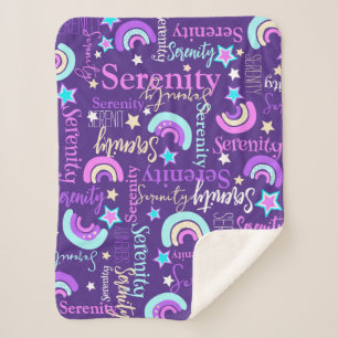 Funky rainbow stars purple girls name colorful sherpa blanket