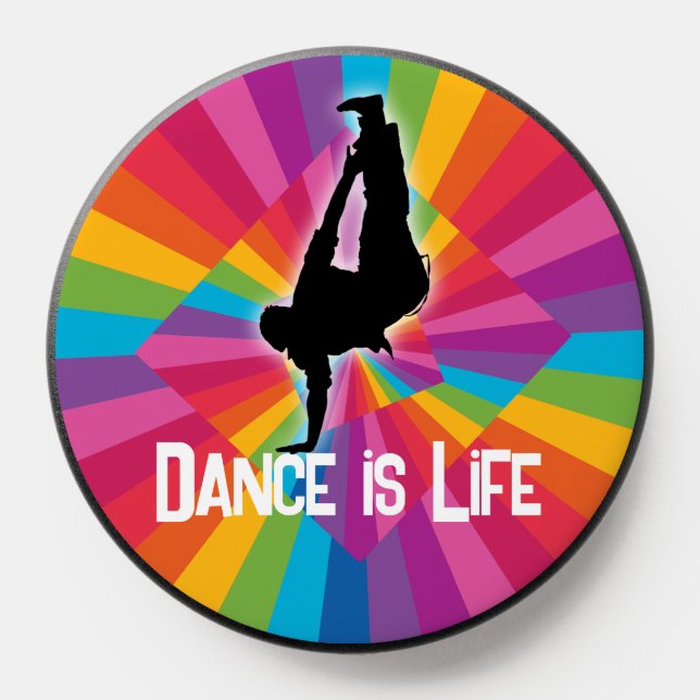 Funky Rainbow Stripes Dance is Life PopSocket (Popsocket)