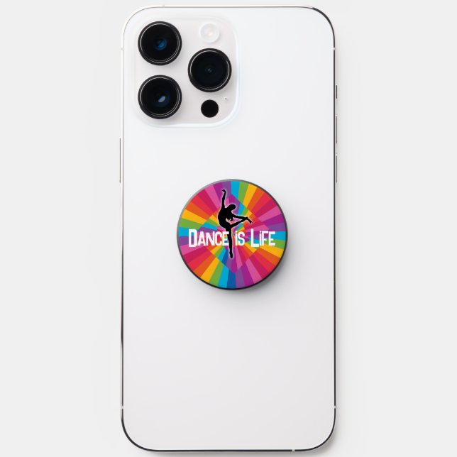 Funky Rainbow Stripes Dance is Life PopSocket (Front)