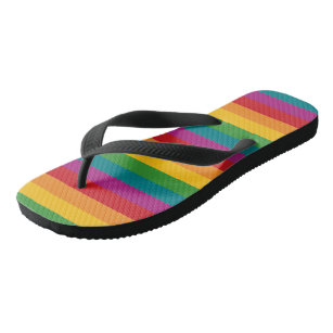 Funky Rainbow Stripes Flip Flops