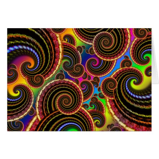 Funky Rainbow Swirl Fractal Art Pattern Cards (Front Horizontal)