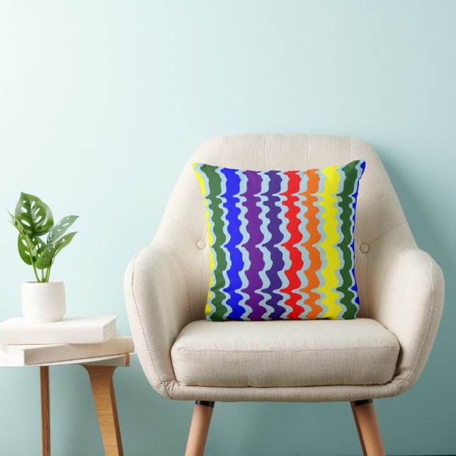 Funky Rainbow Throw Pillow (Chair)
