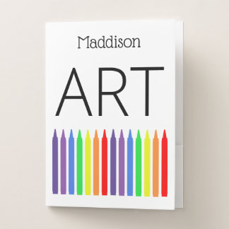 Funky rainbow, wax crayons, art, your name pocket folder