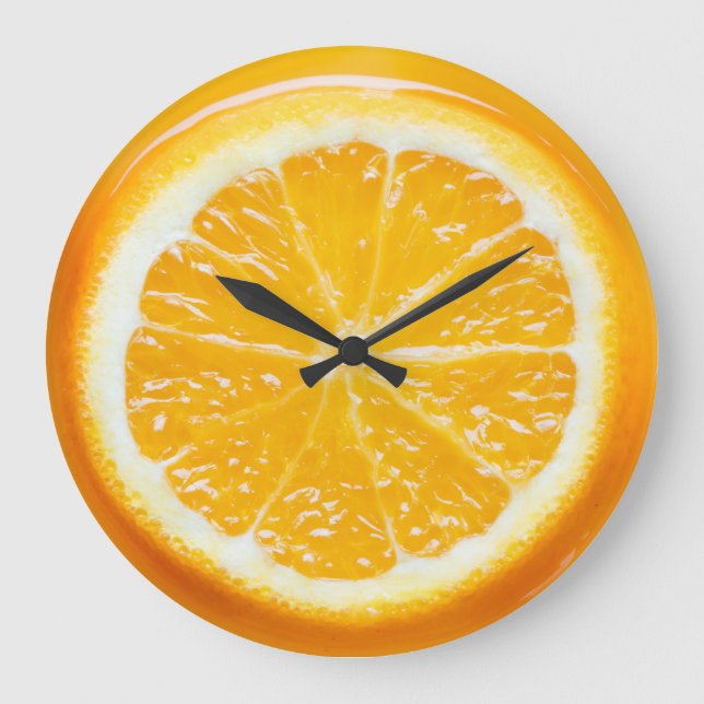 Funky Realistic Orange Slice Wall Art Clock (Front)