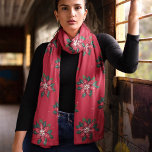 Funky Red and Green Poinsettia Chiffon Scarf<br><div class="desc">A collection of beautiful scarves with Funky Poinsettias in various colors with a matching background.  Very elegant as a gift or for yourself.</div>