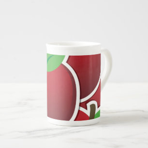 Funky red apples bone china mug