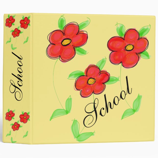 Funky Red Flowered Binder (Front/Spine)