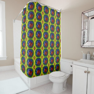 Funky Red Goldfish Animal Art Shower Curtain