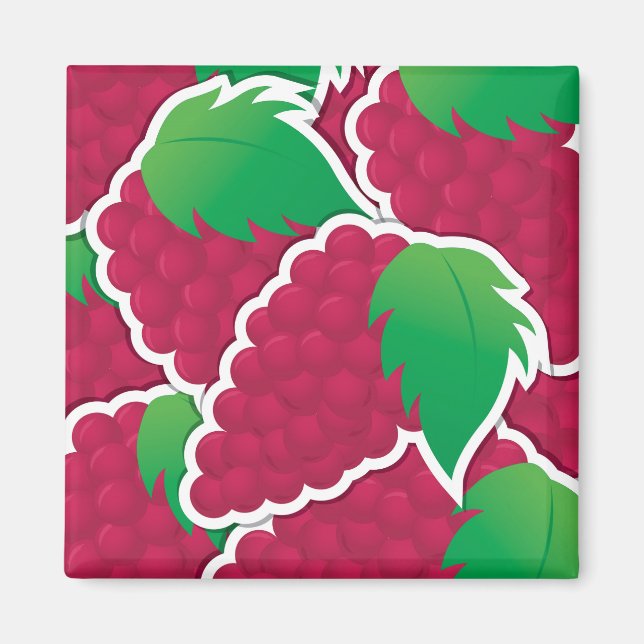 Funky red grapes magnet (Front)