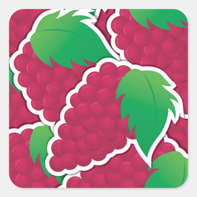 Funky red grapes square sticker (Front)