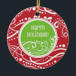 Funky Red & Green Swirl Christmas Ornaments<br><div class="desc">This fun and funky ornament can be totally personalized by you to make a wonderful holiday gift for anyone on your shopping list! ©Lindsay's Stamp Stuff</div>