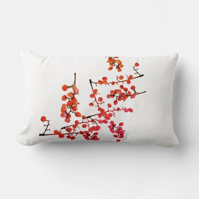 Funky Red Pepper Tree Fruit Pattern Pillow Cushion (Front)