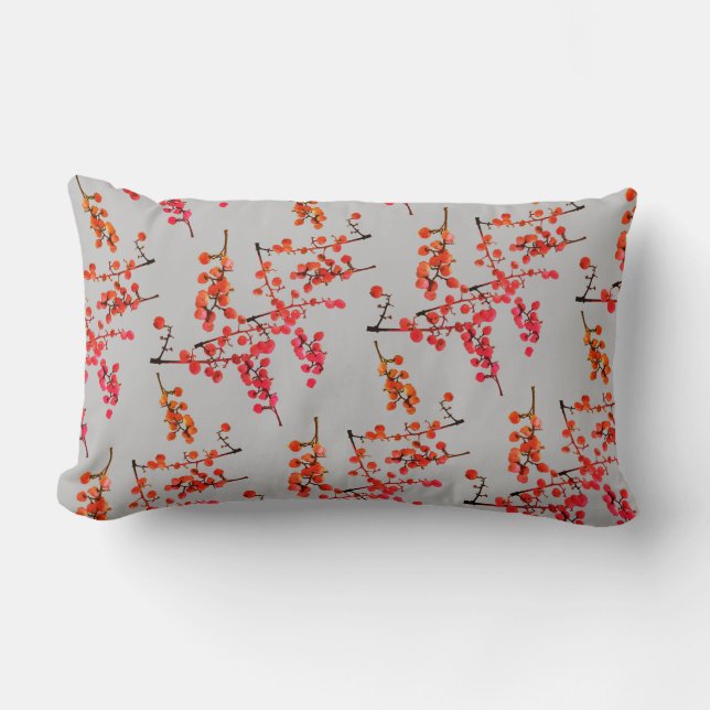 Funky Red Pepper Tree Fruit Pattern Pillow Cushion (Front)