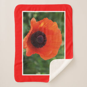 Funky Red Poppy Flower Stylized Throw Blanket