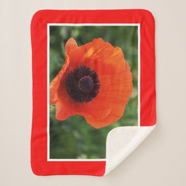 Funky Red Poppy Flower Stylized Throw Blanket (Front)