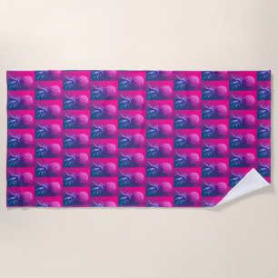 Funky Red Purple Pineapple Beach Towel