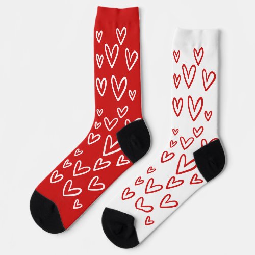 FUNKY RED  WHITE HEARTS VALENTINES DAY SOCKS