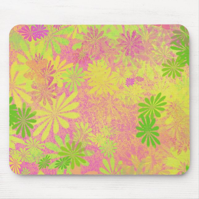 Funky Retro 60's Flowers Mouse Pad (Front)