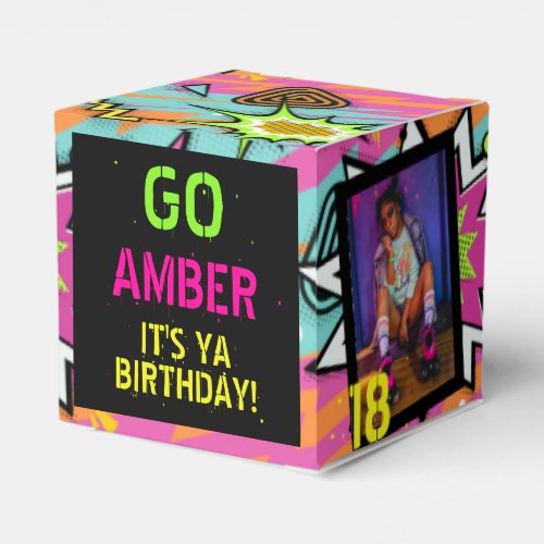 Funky Retro 90s Hip Hop Birthday Party Photo Favor Boxes