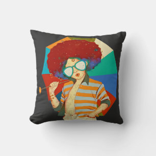 Funky Retro Afro Painting Art T-shirts Throw Pillow