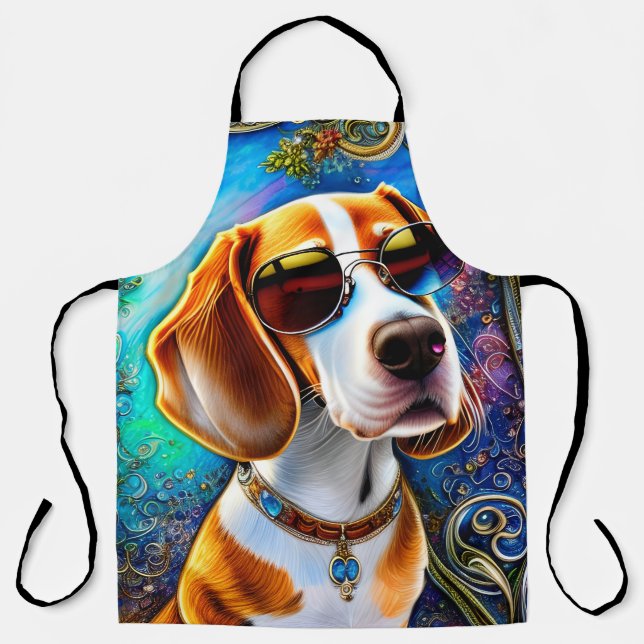 Funky Retro Beagle  Apron (Front)