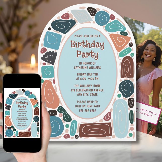 Funky Retro Birthday Invitation Mid Century Modern (Creator Uploaded)