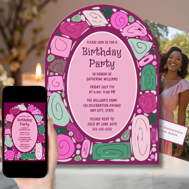 Funky Retro Birthday Invitation Mid Century Modern (Creator Uploaded)