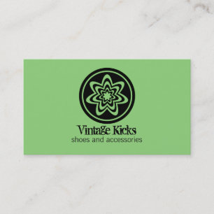 Funky Retro Bloom Business Card, Kelly Green Business Card