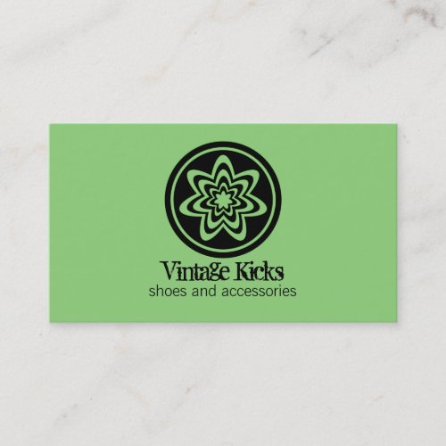 Funky Retro Bloom Business Card, Kelly Green