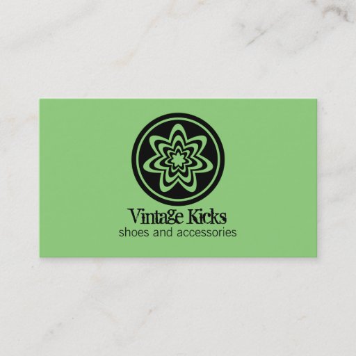 Customizable Funky Retro Bloom Business Card, Kelly Green