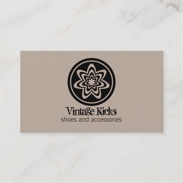 Funky Retro Bloom Business Card, Latte Card (Front)
