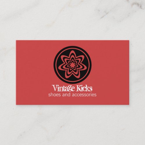 Funky Retro Bloom Business Card Red Business Card