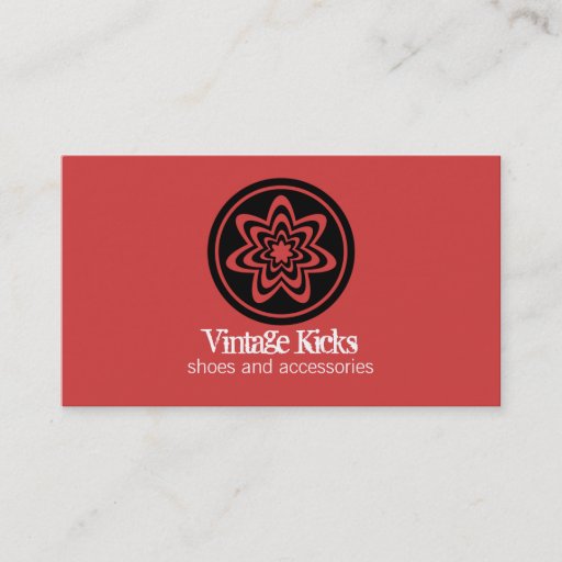 Customizable Funky Retro Bloom Business Card, Red