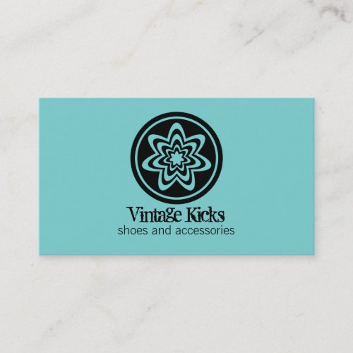 Funky Retro Bloom Business Card, Turquoise