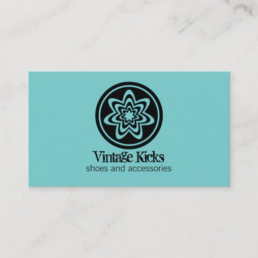Customizable Funky Retro Bloom Business Card, Turquoise