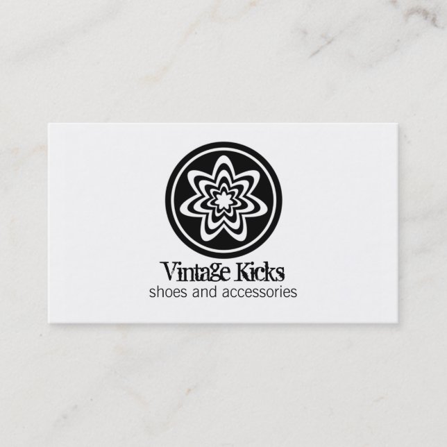 Funky Retro Bloom Business Card, White Card (Front)