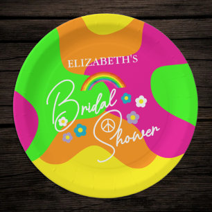 Funky Retro Bridal Shower Paper Plates