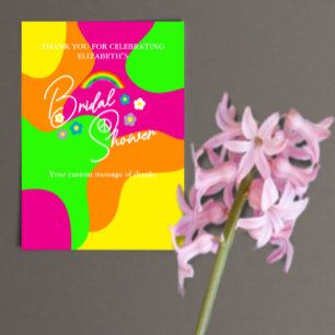 Funky Retro Bridal Shower Thank You Card