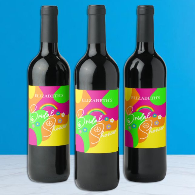 Funky Retro Bridal Shower Wine Label (Creator Uploaded)