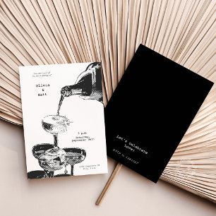 Funky Retro Champagne Tower Y2K Wedding Invitation