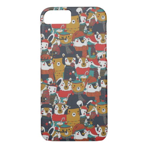 Funky Retro Christmas Animals iPhone 87 Case