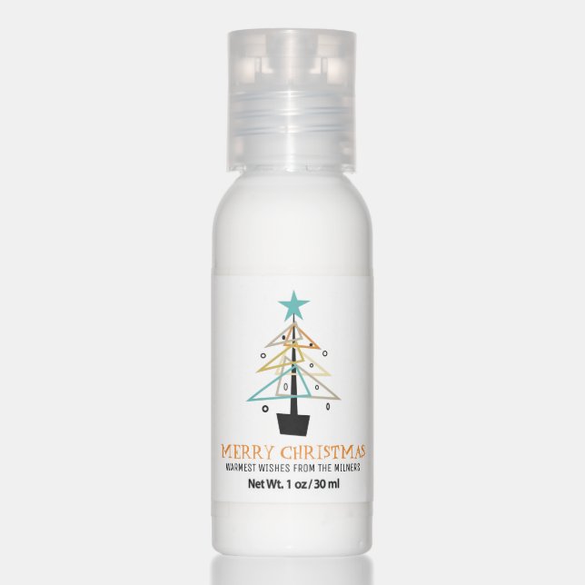 Funky Retro Christmas Tree Mid-century Holiday Hand Lotion (Front)