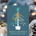 Funky Retro Christmas Tree Mid Century Modern Holiday Card<br><div class="desc">Give your friends and family a fun quirky mid century styled holiday card this year. With its funky retro Christmas tree in turquoise,  orange,  tan,  gold,  and white,  on a blue background,  it's sure to be loved by all who receive it.</div>