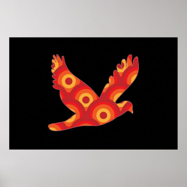 Funky Retro Circles Eagle Poster (Front)