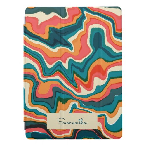 Funky Retro Colorful Artsy Marble Swirl Ebru iPad Pro Cover