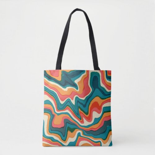 Funky Retro Colorful Artsy Marble Swirl Ebru Tote Bag