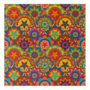 Funky Retro Colorful Mandala Pattern Acrylic Print