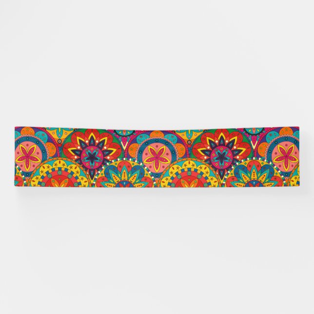 Funky Retro Colorful Mandala Pattern Banner (Horizontal)