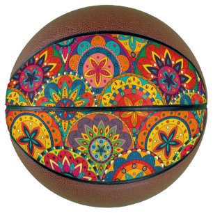 Funky Retro Colorful Mandala Pattern Basketball